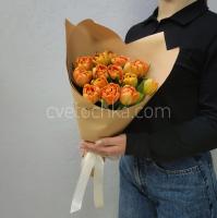 Фото 15 оранжевых пионовидных тюльпанов