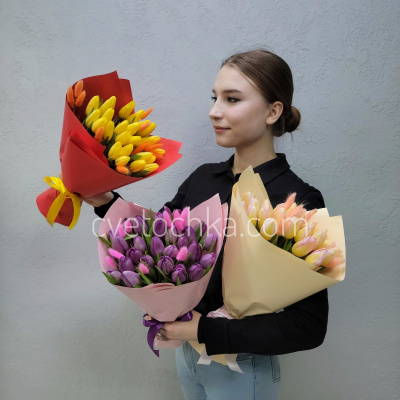 Акция 25 тюльпанов с сухоцветами