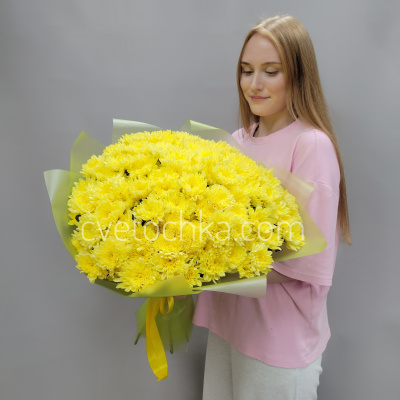 Букет из 25 кустовых хризантем. Цвет на выбор