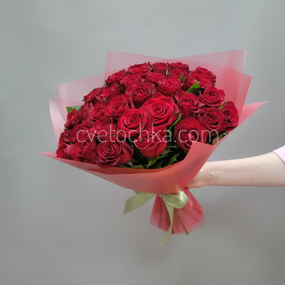 Букет из 35 бордовых мини роз