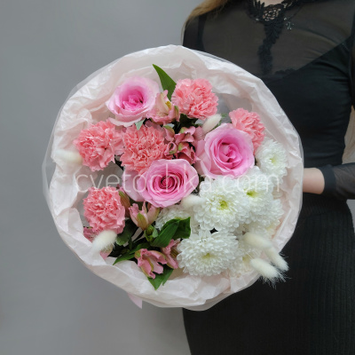 «Орион» букет в бело-розовой гамме