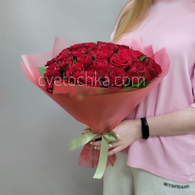 Букет из 35 бордовых мини роз