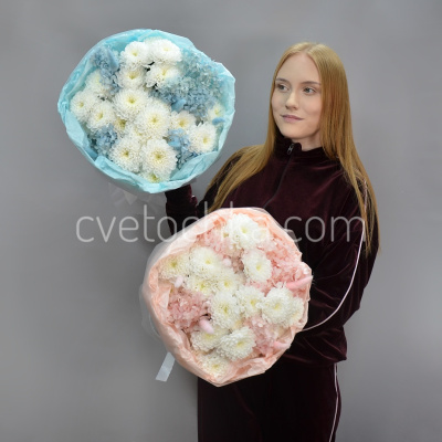 "Незнакомка" букет с хризантемами и гортензией
