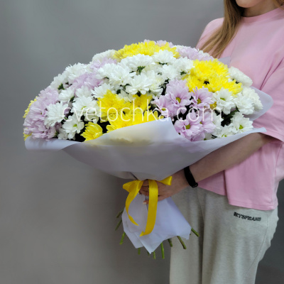 Букет из 25 кустовых хризантем микс